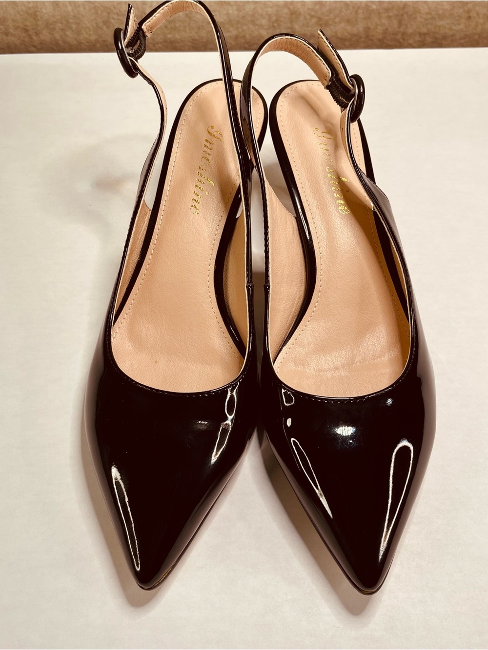 Faux Patent Leather SlingBacks Pumps Court Church Job Interview Conservative 7.5